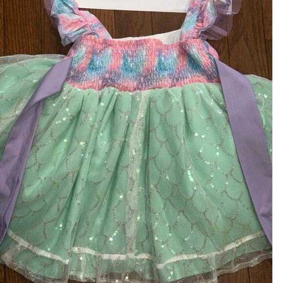 Oh Shana Handmade Mermaid Princess Dress 2T Sparkle Tulle Bow Built-In Petticoat - Picture 3 of 16